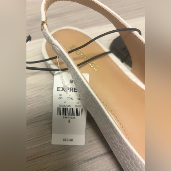 Express White Croc-Embossed Pointed Slingback Flats - Picture 4 of 4